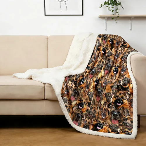 Miniatura 46 de BlessLiving Golden Retriever - Manta con patrones densos de perros, manta de forro polar Sherpa para sofá cama, manta suave y acogedora