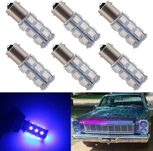 Pack de 6 bombillas DC12V color azul 1156 BA15S 1141 1073 7506 Foco LED de repuesto para señal de giro, luz de freno, luz trasera o faro de reversa