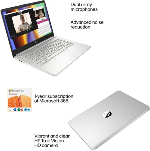 Miniatura 4 de HP Laptop Stream 2024 de 14 pulgadas para estudiantes y negocios, portátil plateado, 4 GB de RAM + 128 GB de almacenamiento eMMC, Office 365 de 1