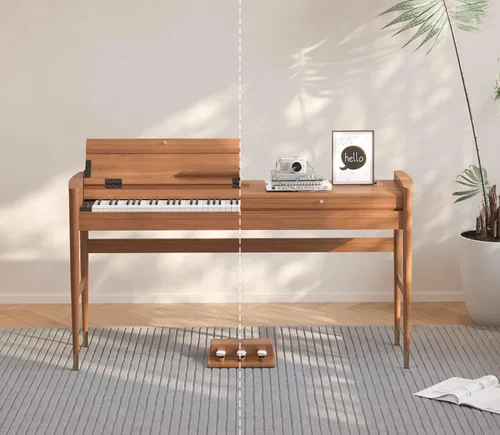 Miniatura 5 de Piano digital de acción martillo con peso de 88 teclas, chip de fuente de sonido francés 5704, marco de madera maciza, piano eléctrico