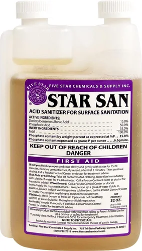 Star San Cleaner 32oz - Desinfectante de preparación de cerveza de grado alimenticio sin enjuague para cerveza casera, barriles, acero inoxidable.
