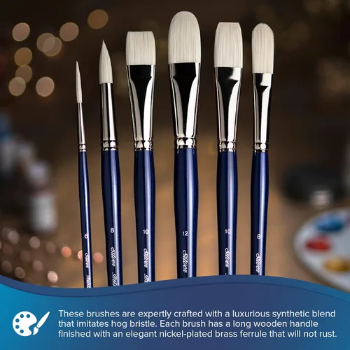 Miniatura 5 de Silver Brush Limited 190310 Bristlon Filbert - Brocha para pinturas acrílicas y al óleo, tamaño 10, mango largo