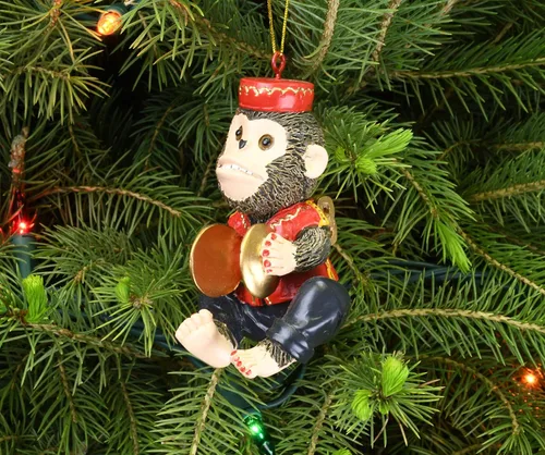 Miniatura 8 de Tree Buddees Retro Wind Up Toy Platillos Monos Divertidos Adornos de Navidad