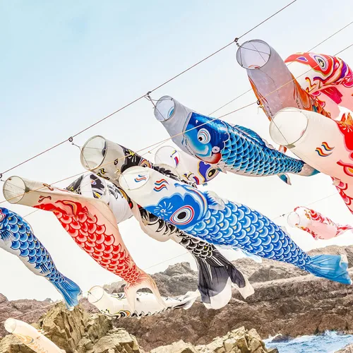 Miniatura 7 de Boao 10 piezas de cometa de bandera de pez japonesa de carpa de 15.7 pulgadas, calcetines de viento colgantes japoneses para jardín, patio trasero
