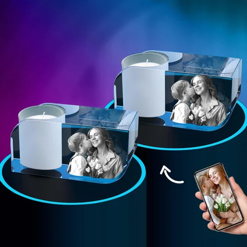 Miniatura 11 de ArtPix 3D Portavelas de fotos de cristal, regalos personalizados para mujeres, hombres, esposa, marido, mamá, grandes regalos personalizados con tu