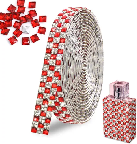 Miniatura 9 de FULZTEY Rollo de cinta de diamantes de imitación de 3 yardas, tira de diamantes de imitación de vidrio blanco para manualidades, cinta de cristal