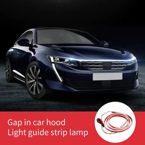 Miniatura 4 de 1 pieza de tira de luz LED flexible impermeable para capó de coche tipo guía de luz de separación central Tira de luz LED de escaneo para coche