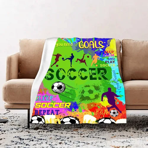 Miniatura 36 de Manta de fútbol para niñas, regalos de fútbol para niñas y niños, manta de franela de forro polar suave y cálida para niñas, regalos de fútbol