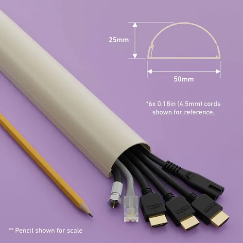 Miniatura 3 de D-Line Ocultador de cable semicircular, cubierta de cable patentada, ocultar cables de montaje en pared de TV, canaleta para cables, cubiertas