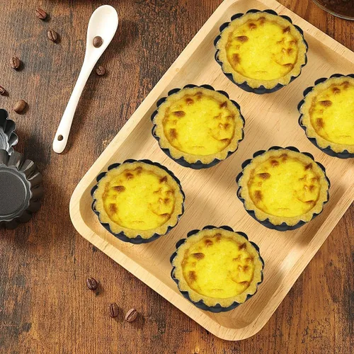 Miniatura 4 de Moldes para tarta de huevo, 12 moldes para tartas de 2.6 pulgadas, mini sartenes antiadherentes de acero al carbono, moldes para hornear