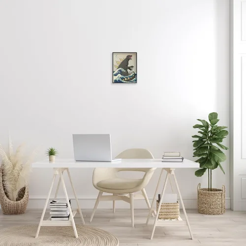 Miniatura 3 de Stupell Industries 'Nautical Godzilla Eastern Style Illustration', arte giclée enmarcado, negro, 11 x 14 pulgadas, fácil de colgar y resistente