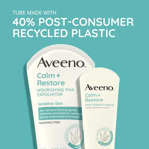Miniatura 4 de Aveeno Calm + Restore Exfoliante facial nutritivo PHA diario para pieles sensibles, sin fragancia y fórmula de avena no abrasiva para exfoliar