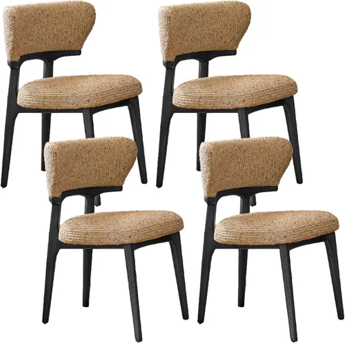 Miniatura 14 de Sillas de comedor retro, juego de sillas de comedor de madera, silla de cocina tapizada, silla de tocador de recepción, asiento sin brazos con Negro