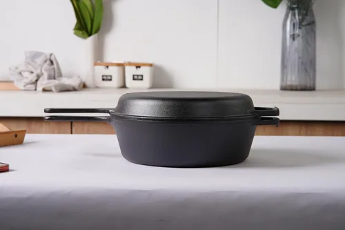 Miniatura 7 de Sartén de hierro fundido (extra profundo) – 10.25 pulgadas con tapa de sartén, sartenes + fundas de soporte de mango de silicona – Utensilios