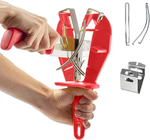 Miniatura 9 de Afilador de cuchillos de acero inoxidable con soporte, herramienta de afilado de mantenimiento para mataderos de cocina, cuchillos ayuda a reparar