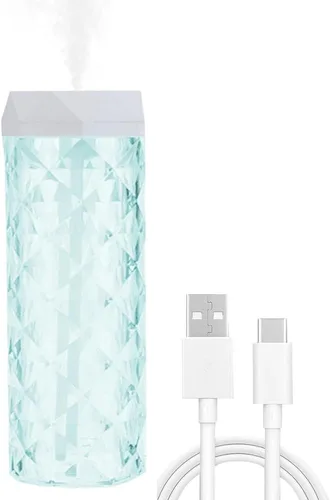 Humidificador de cristal de escritorio USB de 13.5 fl oz con luz nocturna LED de 7 colores, sin ruido, adecuado para el hogar, oficina, escritorio,