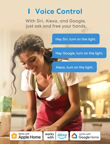 Miniatura 5 de meross Interruptor de luz inteligente compatible con Apple HomeKit, Siri, Alexa, Google Assistant y SmartThings, interruptor de luz Wi-Fi de 2.4