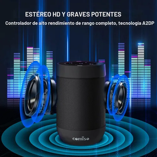 Miniatura 3 de Altavoz Bluetooth, altavoces Bluetooth portátiles con emparejamiento estéreo inalámbrico, micrófono integrado, sonido HD de 360°, altavoz Negro