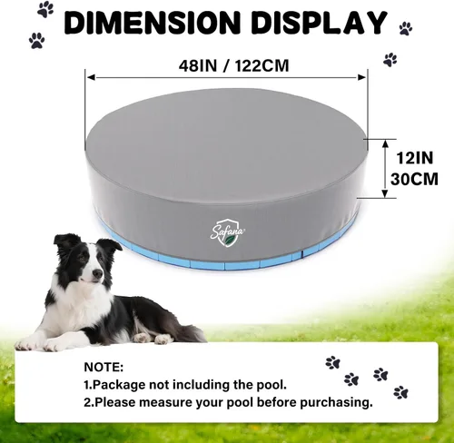 Miniatura 2 de SAFANA Cubierta de piscina para perros de 48 pulgadas [grosor 420D mejorado] Cubierta redonda plegable de 48 pulgadas para piscina para perros