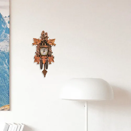Miniatura 4 de HOMSFOU - Reloj de pared de péndulo de cuco para dormitorio, sala de estar y oficina, decorativo, colgante para el hogar, reloj D Cor 9.56 x 4.92 x