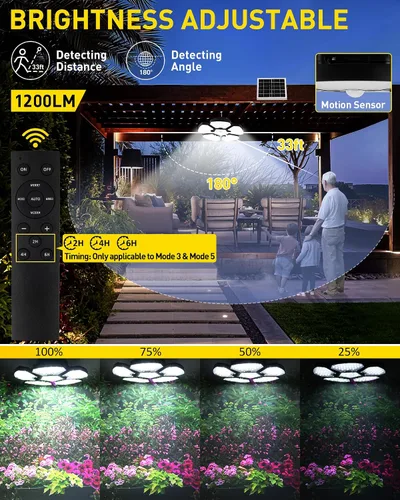 Miniatura 3 de T-SUN Luz Solar para Cobertizo Interior y Exterior, 1200LM 156LED Luz Colgante con Sensor de Movimiento con 5 Modos de Iluminación y Control Remoto
