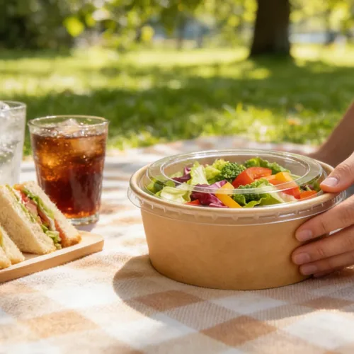 Miniatura 7 de Paquete de 50 recipientes de papel para sopa con tapas, cuencos de sopa fría de 25 onzas, vasos desechables de papel kraft para alimentos