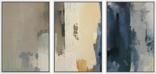 Miniatura 85 de SIGNWIN Lienzo enmarcado para pared, arte con pinceladas de flujo neutro en tonos beige abstractos, ilustraciones, arte moderno, decorativo