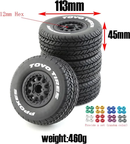 Miniatura 3 de Lifehead 1/10 RC Short Course - Neumáticos para camiones todo terreno, adecuados para TRAXXAS Slash4X4 ARRMA SENTON 4X4 V3 Losi Ford Raptor Baja