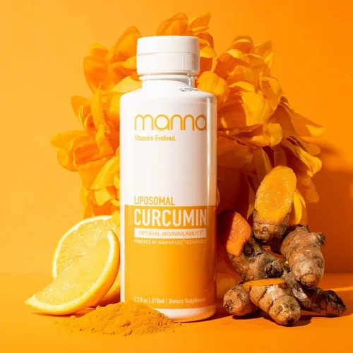 Manna Vitamins Evolved Curcumina líquida liposomal para una absorción avanzada, el mejor suplemento de cúrcuma para apoyo diario de la salud