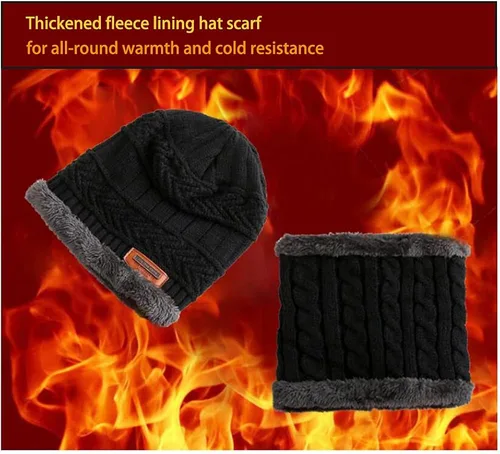 Miniatura 7 de Gorro de invierno para hombre, bufanda y guantes de pantalla táctil, forro polar, bufanda y guantes para hombre y mujer