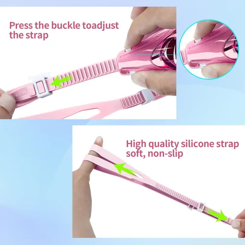 Miniatura 5 de Gafas de natación miope, antivaho, doble correa, hebilla automática, gafas de natación de visión corta para hombres, mujeres, adultos y jóvenes