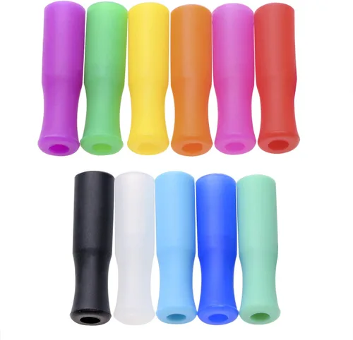 Mini Skater 11 piezas de puntas de silicona multicolor de grado alimenticio para pajitas antiquemaduras o pajitas frías para popotes de acero