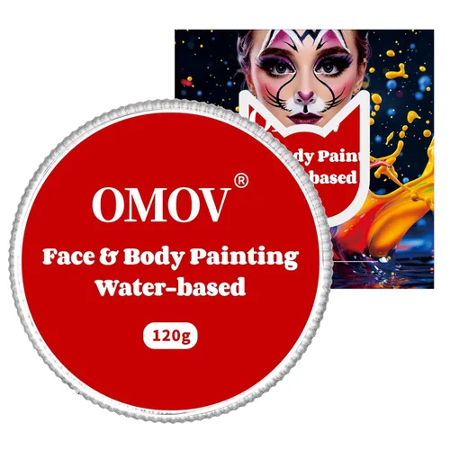 Miniatura 9 de Pintura facial roja de 4.23 oz (120 g) no tóxica, kit de pintura facial activada por agua para niños y adultos, paleta de pintura facial de gran