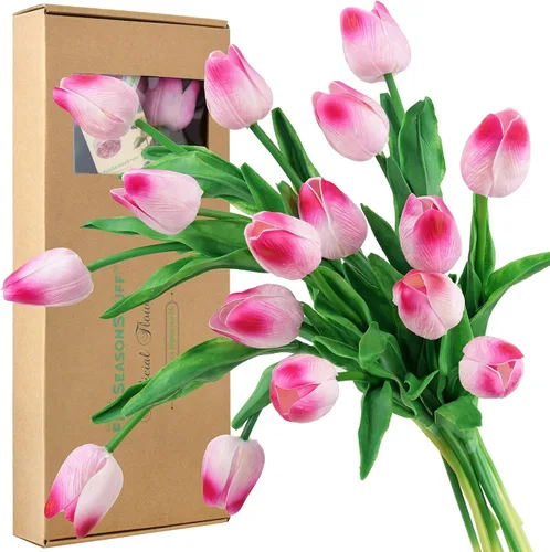 Miniatura 15 de FiveSeasonStuff - Flores artificiales de tulipanes, se sientes reales al tacto, ideales como ramo de boda, decoración del hogar, fiesta, arreglos