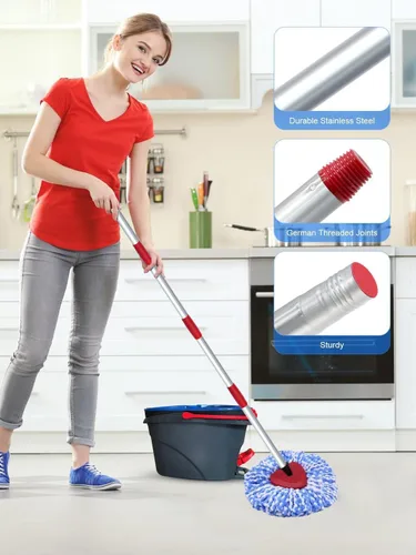 Miniatura 7 de Cabezal de repuesto para mopa giratoria pequeña compatible con O-Cedar RinseClean 2 tanques, base de mango de cabezal de repuesto para trapeador, 2