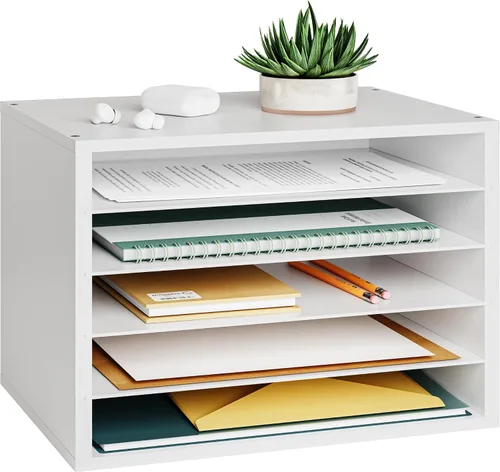 Miniatura 14 de Organizador de papel Ballucci, organizador de escritorio de madera apilable de 3 niveles, organizador de archivos de documentos y clasificador
