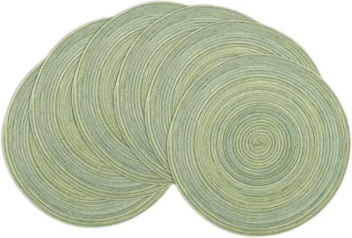 Miniatura 52 de Winknowl Juego de 4 manteles individuales redondos trenzados, lavables, tejidos resistentes al calor, para mesas de cocina, comedor, manteles Beige