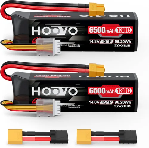 HOOVO Batería Lipo 4S de 14.8 V 6500 mAh 130C RC, Softcase con enchufe XT60 para Maxx X-Maxx RC auto, camión, buggy crawler avión, barco RC, 2