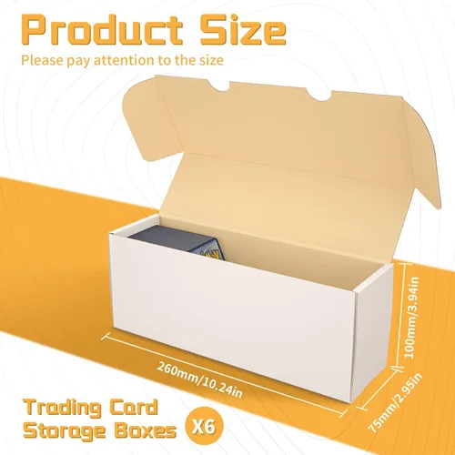 Miniatura 2 de Caja de almacenamiento de tarjetas coleccionables, cajas de almacenamiento de tarjetas deportivas, paquete de 6 cajas de cartón para tarjetas