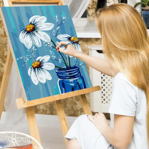 Miniatura 2 de Ginkko Pintura por números para adultos, niños, principiantes, con marco de madera, fácil, acrílico sobre lienzo, 12x16 pulgadas, con pinturas