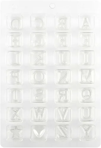 Miniatura 2 de Moldes para hacer dulces de chocolate, 2 unidades, para baby shower, B009, 26 letras del alfabeto, policarbonato, cumpleaños, pasta de azúcar