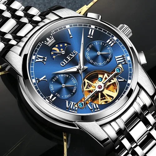 Miniatura 72 de OLEVS Relojes automáticos para hombre, esqueleto mecánico, de lujo, a la moda, reloj de pulsera luminoso impermeable