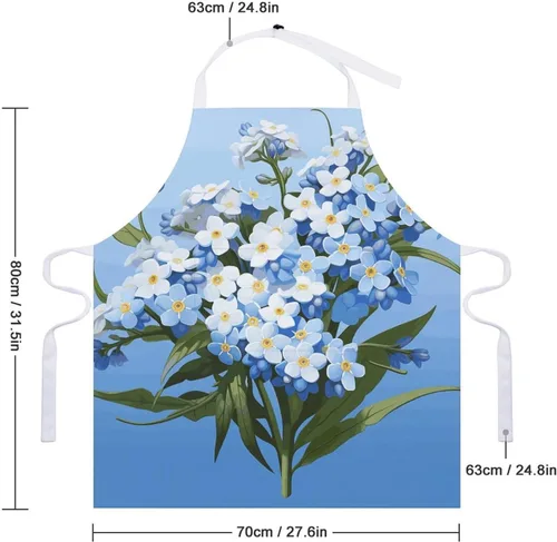Miniatura 2 de MUSM Do Not Forget Me Apron，Classic Vintage Funny with Pockets Aprons,Adjustable Bib Waterdrop Resistant for Kitchen Cooking Restaurant BBQ Painting