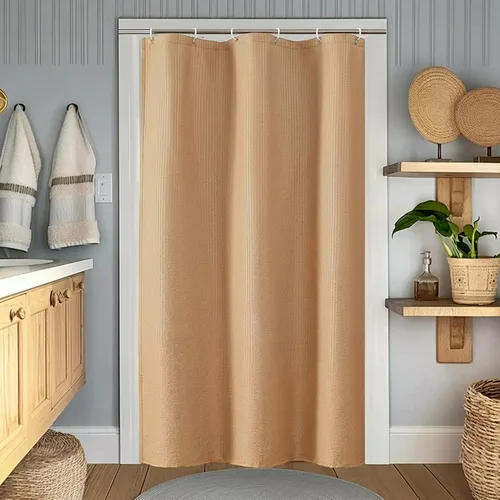 Miniatura 62 de OWENIE Cortina de ducha blanca para baño, 96 pulgadas, extra larga, elegante cortina de ducha de tela texturizada en relieve 3D, repelente al agua
