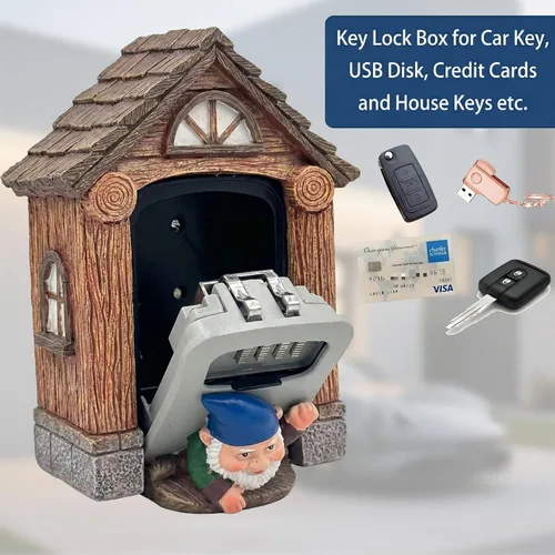 Miniatura 2 de Caja de bloqueo de llave con código para exterior - Soporte de pared para llaves al aire libre - Caja de seguridad grande - Caja de seguridad