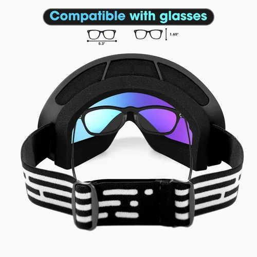 Miniatura 2 de Gafas de esquí, gafas de snowboard para hombres, mujeres, adultos, jóvenes y mayores de 15 años, gafas de esquí de nieve 05. Marco blanco/Lente