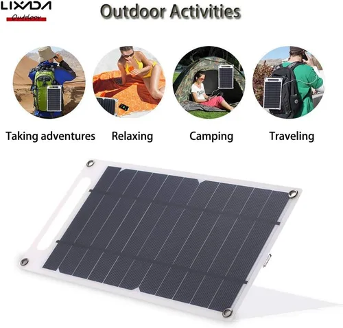 Miniatura 3 de Lixada Cargador de panel solar Puerto USB portátil de alta potencia en forma de papel monocristalino de silicona para teléfono celular Camping