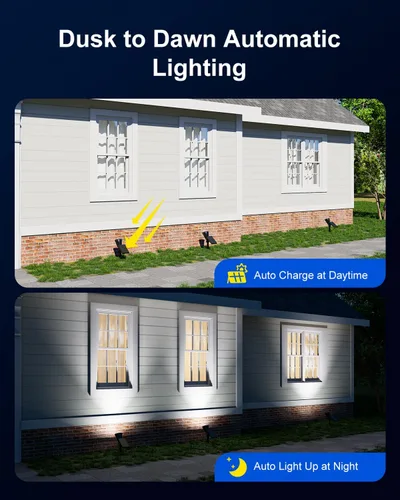 Miniatura 7 de FALOVE Focos Solares para Exteriores Impermeables para Bandera, Palmera, Poste, Letrero, Estatua, Buzón, Reflectores LED Brillantes para Exteriores
