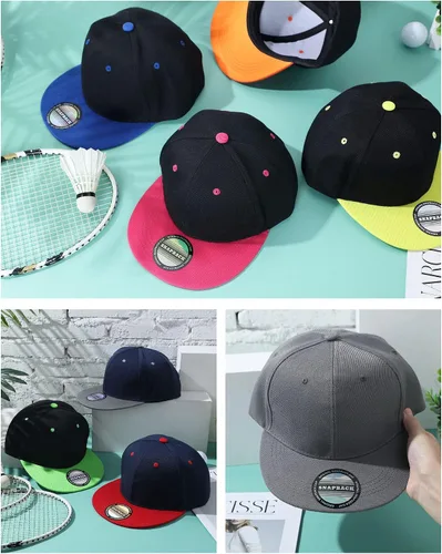 Miniatura 5 de 15 Pack Snapback Hats for Men Hip Hop Style Hats Solid Baseball Hats Adjustable Snapback Cap Flat Brim Baseball Caps