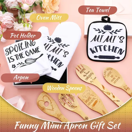 Miniatura 3 de Leyndo Juego de 10 piezas de regalos navideños para la cocina Mimi Incluye delantal, paño de cocina, cuchara de té, porta ollas, guante para horno